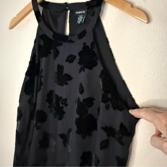 Torrid Velvet Burn Out Tank Black Floral Whimsigoth Romantic Women’s Sz 10 (00) - Picture 2 of 12